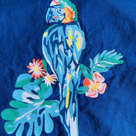 Embroidered Parrot Throw Pillow, Tassels, EUC - Picture 5 of 6